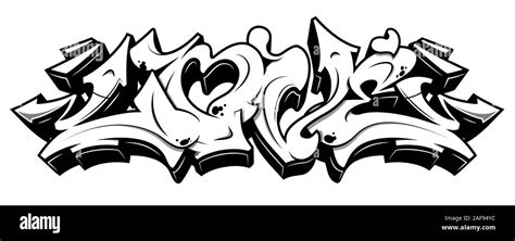 Love word in readable graffiti style. Black line isolated on white ...