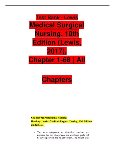 Test Bank Lewis Medical Surgical Nursing 10th Edition Lewis 2017