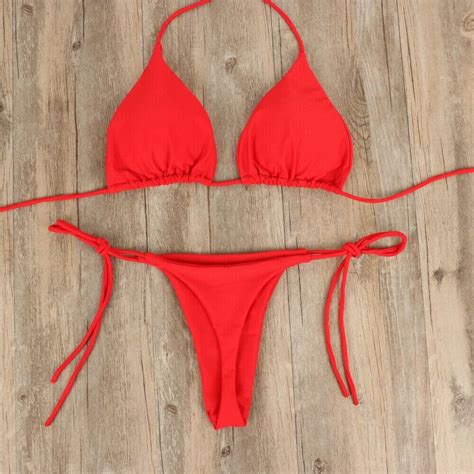 Summer Sexy Solid Micro Bikini Sets Women Tie Side G String Etsy