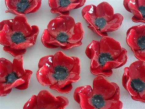 ceramic poppy brooch  handcrafted pottery flower brooch etsy