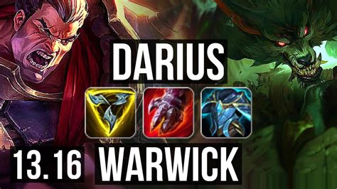 DARIUS Vs WARWICK TOP 4 1M Mastery 8 Solo Kills 500 Games NA