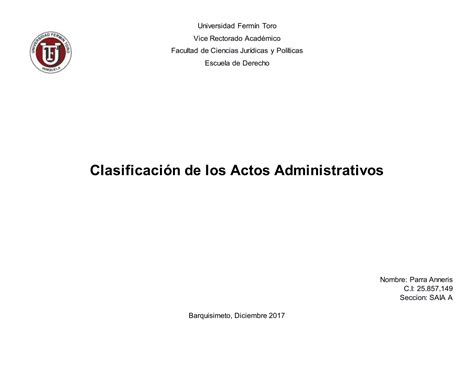 Clasificaci N De Los Actos Administrativos Ppt