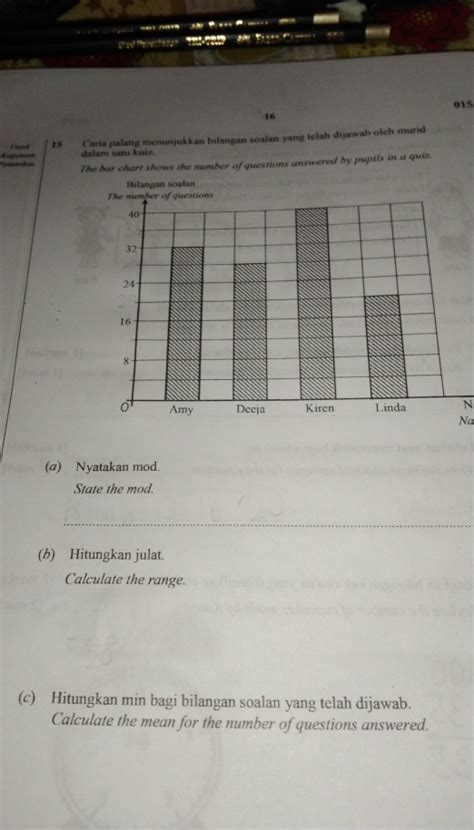 Solved Ored Pesenltaan 16 015 15 Carta Palang Menunjukkan Bilangan