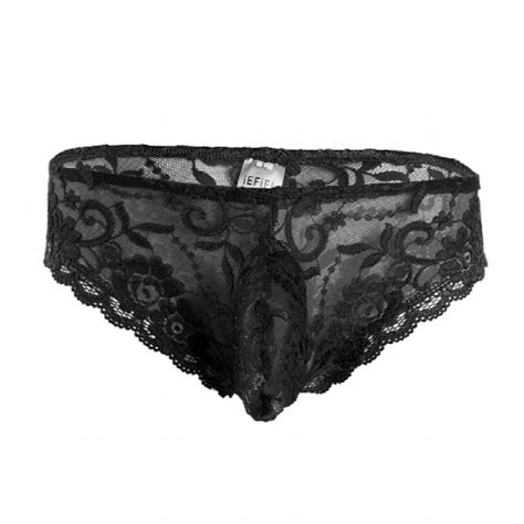 Sissy Lace Floral Sexy Panties Mens Briefs Gay Underwear Bulge Pouch Underpants Low Rise Briefs