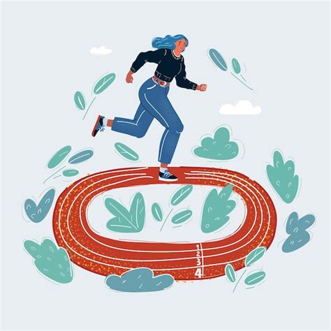 Ilustraci N Vectorial De Dibujos Animados De Una Mujer Corriendo En Una