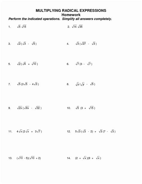 50 Solving Radical Equations Worksheet