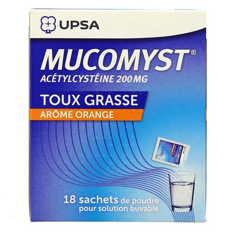 Mucomyst 200mg 18sachets Médicament Toux Grasse Illicopharma