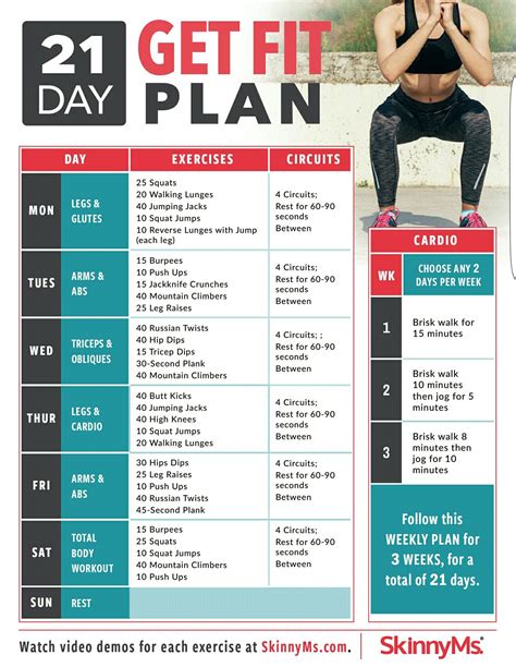 21 Day Get Fit Plan 21 Day Workout Gym Workout Plan For Women Best Gym Workout