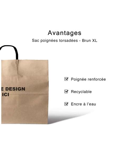 Chronopack Sac poignées torsadées noires kraft XL