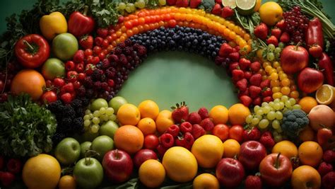 Premium Ai Image Fruit And Vegetable Rainbow Ai Generated