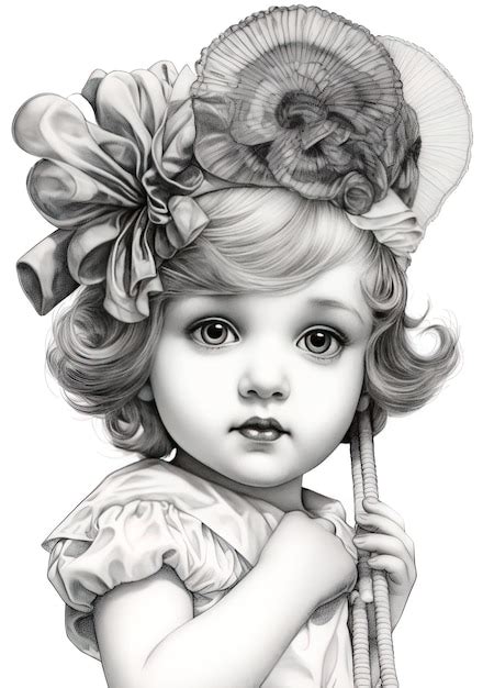 Premium Ai Image A Black And White Drawing Of A Girl With A Flower On