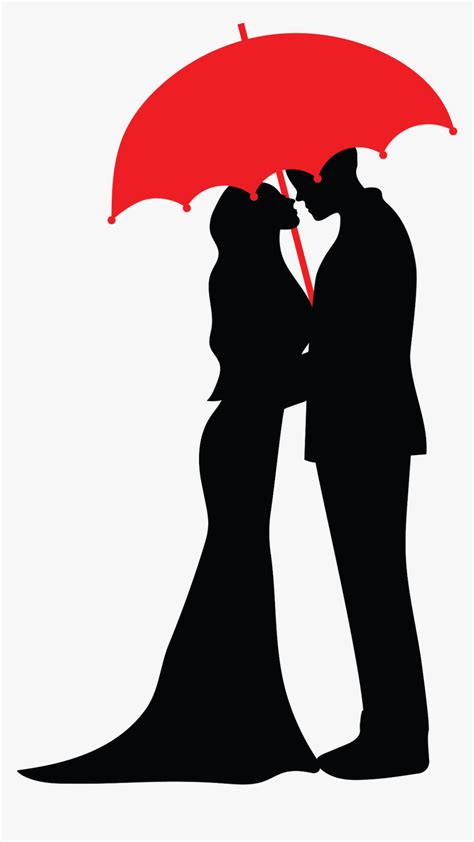 Couple Kissing Silhouette Umbrella Clip Art