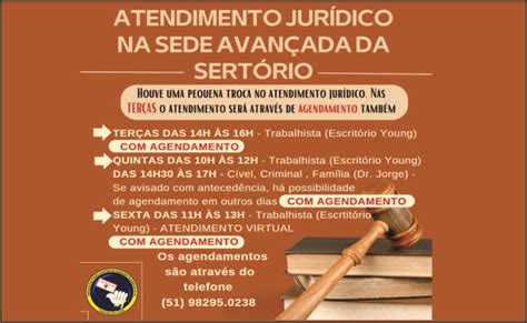 Confira Os Atendimento Do Jur Dico Do Sintect Rs Sintect Rs