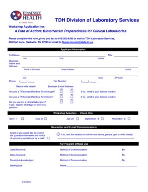 Fillable Online Health State Tn Participant Application Doc Health