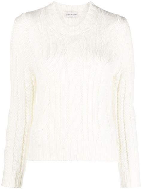 Moncler Cable Knit Wool Jumper White Editorialist