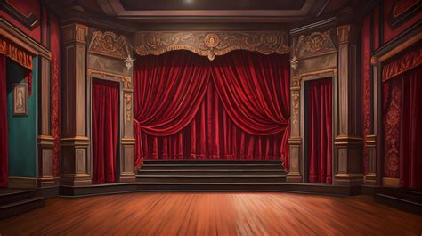 Classic theater stage with red curtains and wooden floor 25453922 Stock