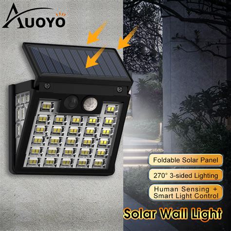 Auoyo Solar Wall Light Solar Outdoor Lighting Led Motion Sensor Solar