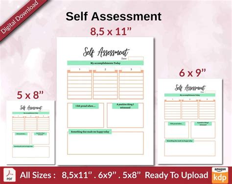 Self Assessment Kdp Interior Ready To Upload Sizes 8 5x11 6x9 5x8 Inch