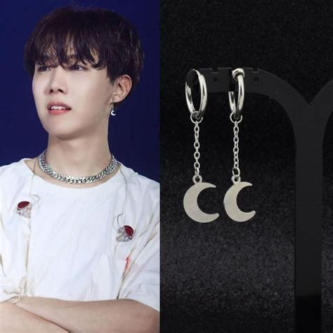 Bts J Hope Moon Earrings In 2021 Bts Earrings Moon Accessories Kpop Earrings