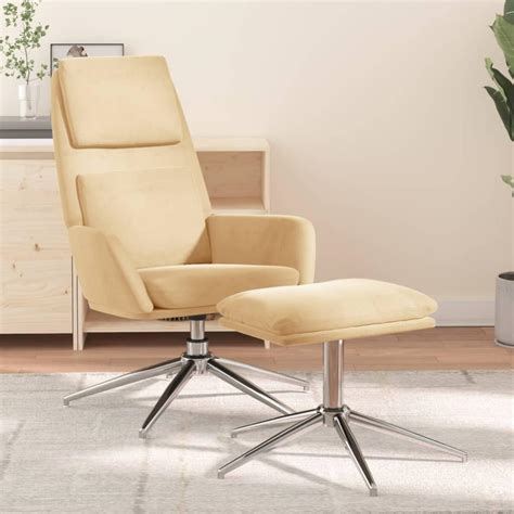 Maison Exclusive Chaise De Relaxation Avec Tabouret Cr Me Tissu