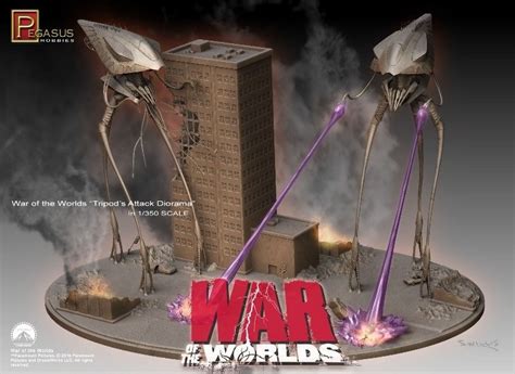 Pegasus 2005 War of the Worlds Alien Tripods Attack! diorama model kit 1/350