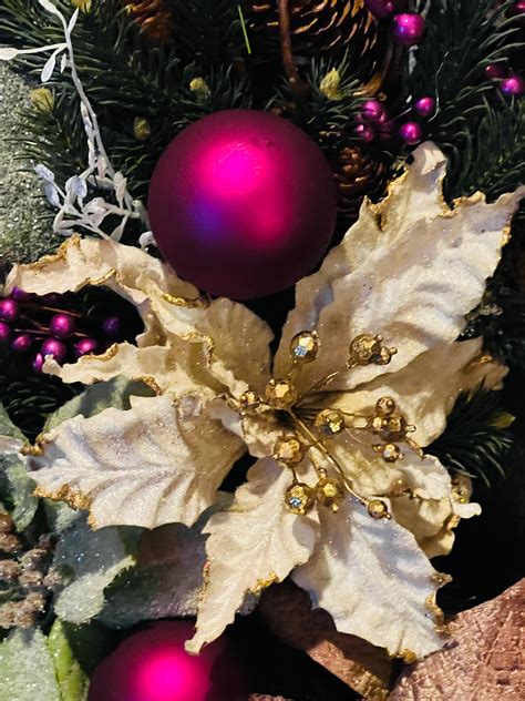 XXL Elegant Purple Christmas Wreath Velvet Poinsettia Cascade Wreath Vintage Ornament Wreath ...