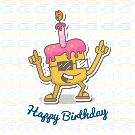 Happy Birthday Illustration With Cake Download Free Vectors Clipart