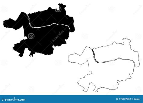 Heidelberg City Map With Boroughs Grey Illustration Silhouette Shape