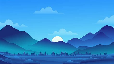 Mountain Sunrise , Minimalist , , and Background, Mountain Illustration ...