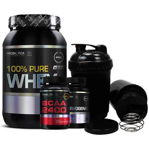 Kit Pure Whey G Bcaa Tabletes Termog Nico