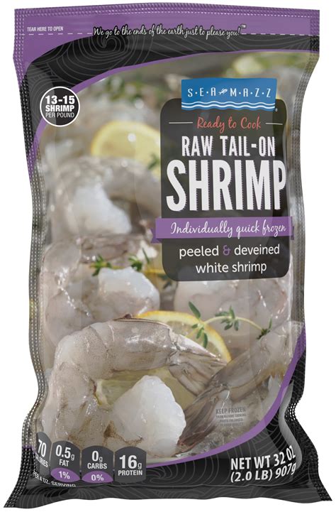 Seamazz 13to 15 Peeled And Deveined Tail On Raw White Shrimp 2 Pound