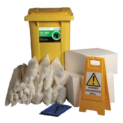 Ecospill Oil Only Spill Response Kit 2 Wheel Pe Bin 360 Litre Pf