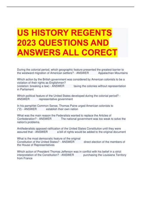 Us History Regents Answers Gate Master Question Pa