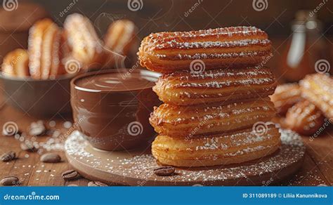 Churros Topped With Ice Cream In A Vibrant Red Chip Paper Cup With