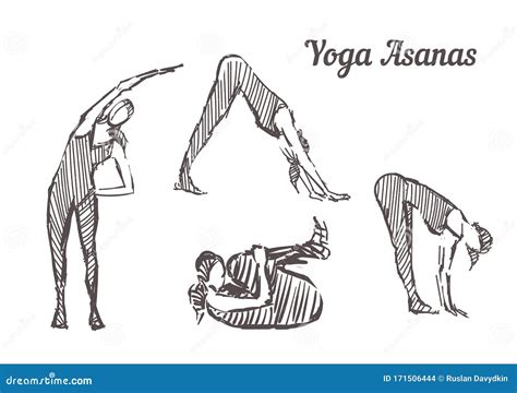 Yoga Asanas Desenhada M O Desenho De Yoga Apresenta Ilustra O