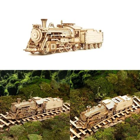 Kit Diy D Wooden Puzzle Mechanical Model Steam Train Wooden