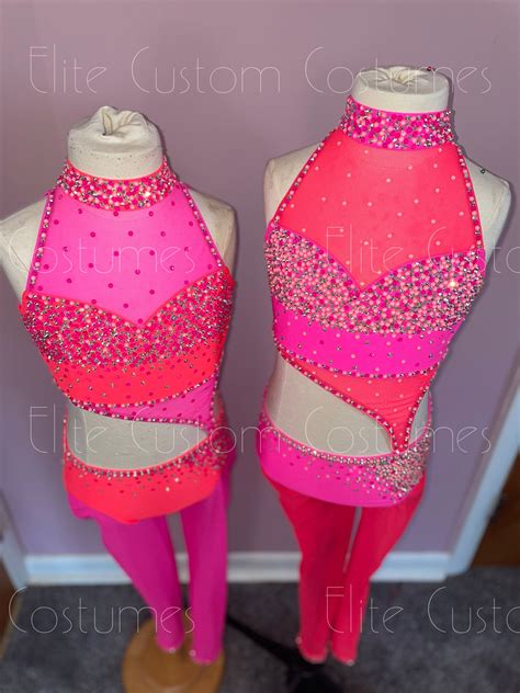 Custom Dance Costume Solo Duo Trio Hot Pink Coral Sassy Jazz Etsy