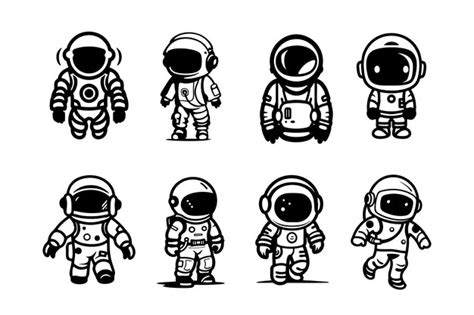 Premium Vector A Set Of Astronaut Silhouette Illustrations