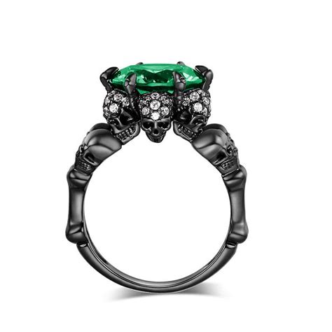 Jeulia Anillo Verde De Cuatro Caraveras De Talla Redonda En Plata De