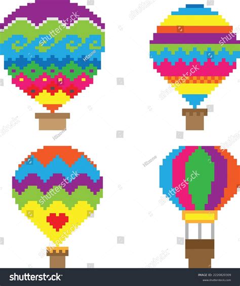 Hot Air Balloon Pixel Art Vector Stock Vector Royalty Free Shutterstock