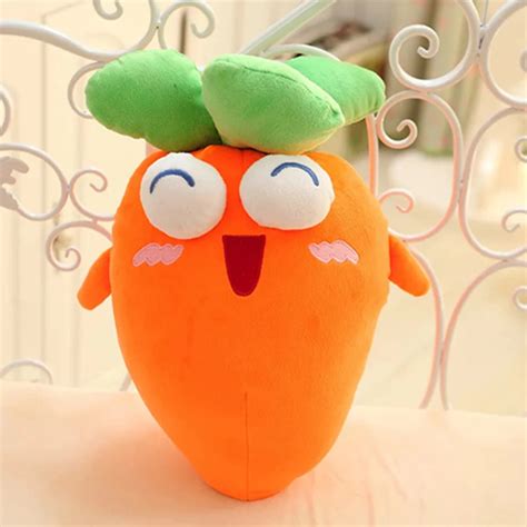 1pc Emoji Plush 32cm Stuffed Orange Carrot Toy Fruit Vegetable Doll Cute Design Cushion Pillow