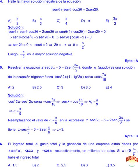 Ecuaciones Trigonom Tricas Ejercicios Resueltos Pdf