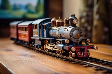 premium photo  small toy train  colorful carriages