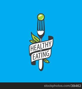 vector logo healthy eating. healthy food logo design template. Vector illustration — Stockphotos.com