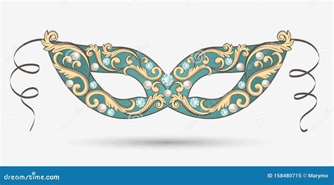 Venetian Carnival Mask Isolated On White Vector Illustration Stock