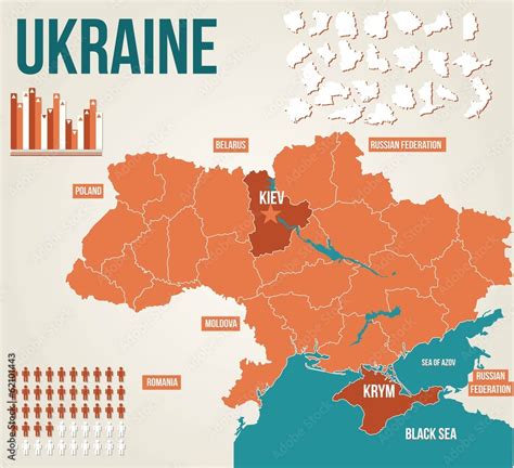 Ukraine political map - vector map Stock Vector | Adobe Stock