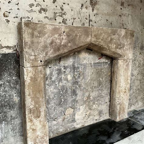 New, Replica or Reproduction Hand Carved Distressed Bath Stone Fireplace With...