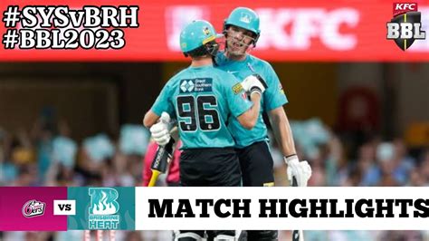 Sys Vs Brh Bbl Match Th Highlights Jan Bbl Today