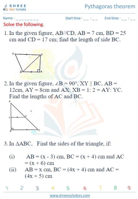 Pythagoras Theorem Worksheets For Grade 10 Maths Shree Rsc Tutors