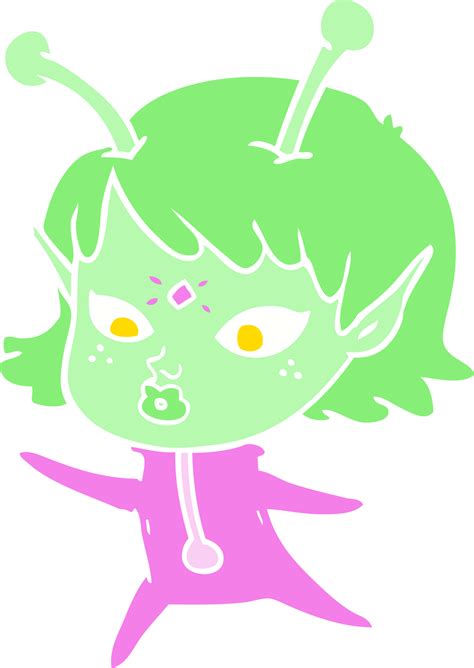 Pretty Flat Color Style Cartoon Alien Girl 45287338 Png